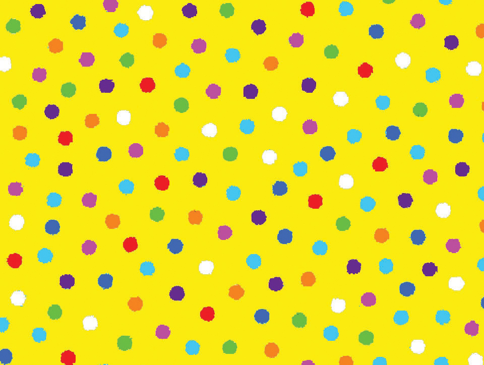 Multi Coloured Dots on Yellow - Click Image to Close